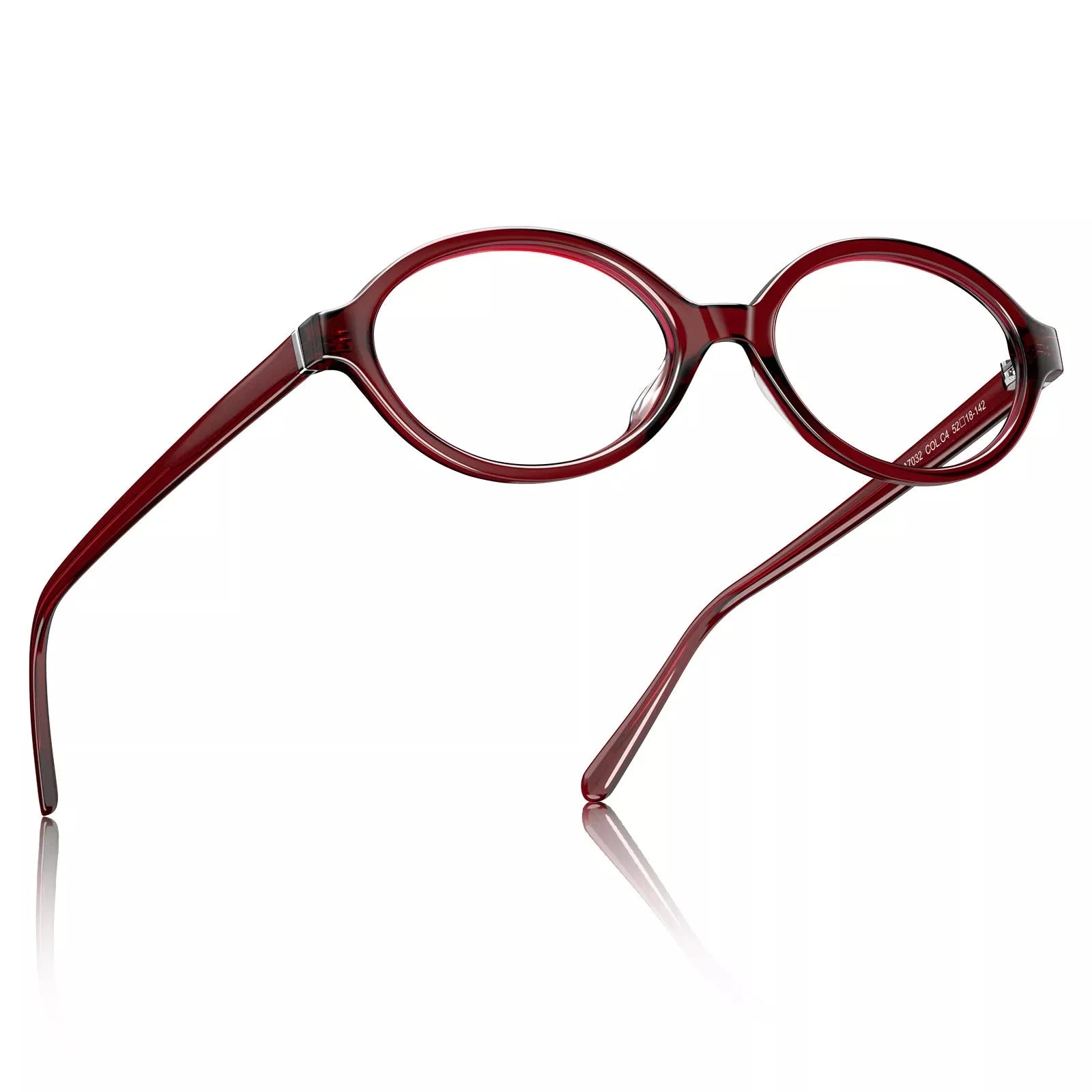 IGIOO Ovalen CA7032-C4 Red Acetate Oval Prescription Glasses Eyeglasses for Women, Angle View
