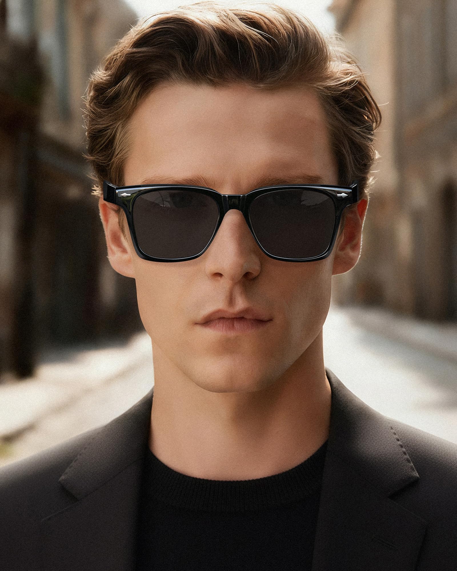 IGIOO Peoria-C1 Black Heart Polarized Sunglasses for Men, on Model