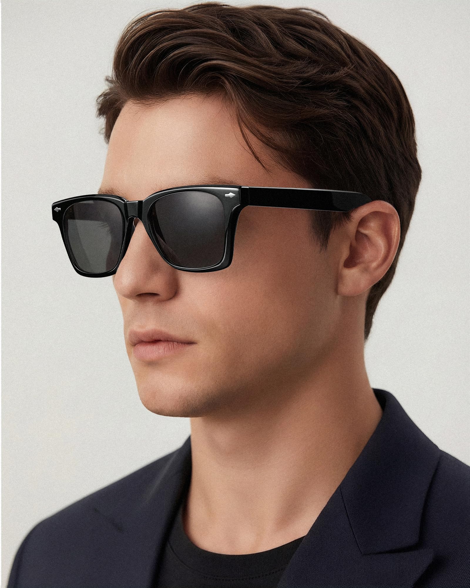 IGIOO Peoria-C1 Black Heart Polarized Sunglasses for Men, Side View