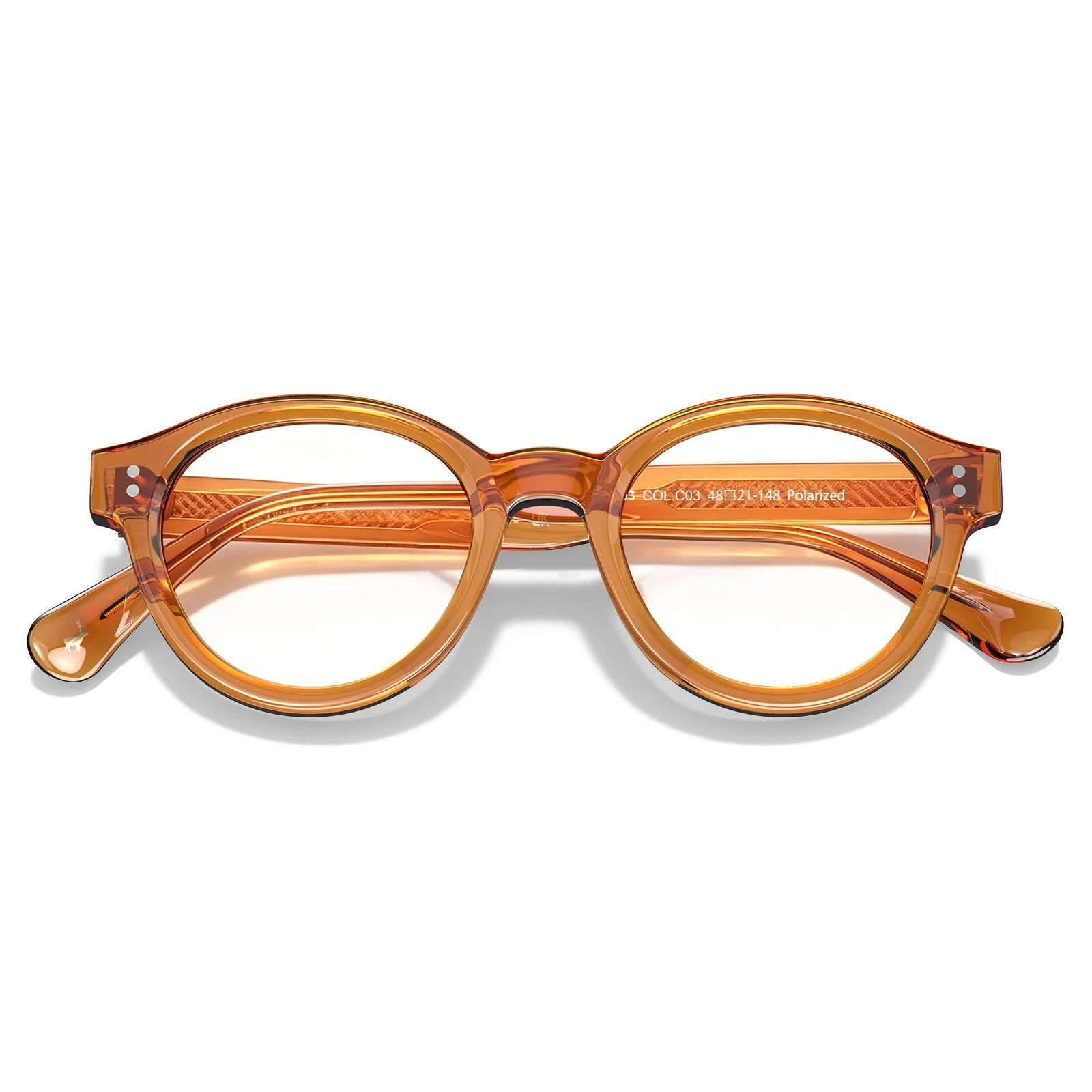 IGIOO Primrose CA5403-FC03 Orange Acetate Round Prescription Glasses Eyeglasses for Unisex, Folded View