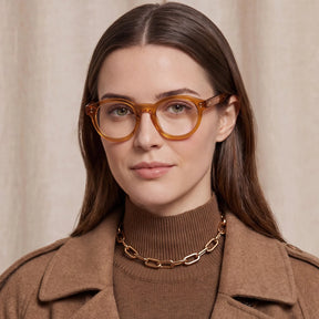 IGIOO Primrose CA5403-FC03 Orange Acetate Round Prescription Glasses Eyeglasses for Unisex, Model View