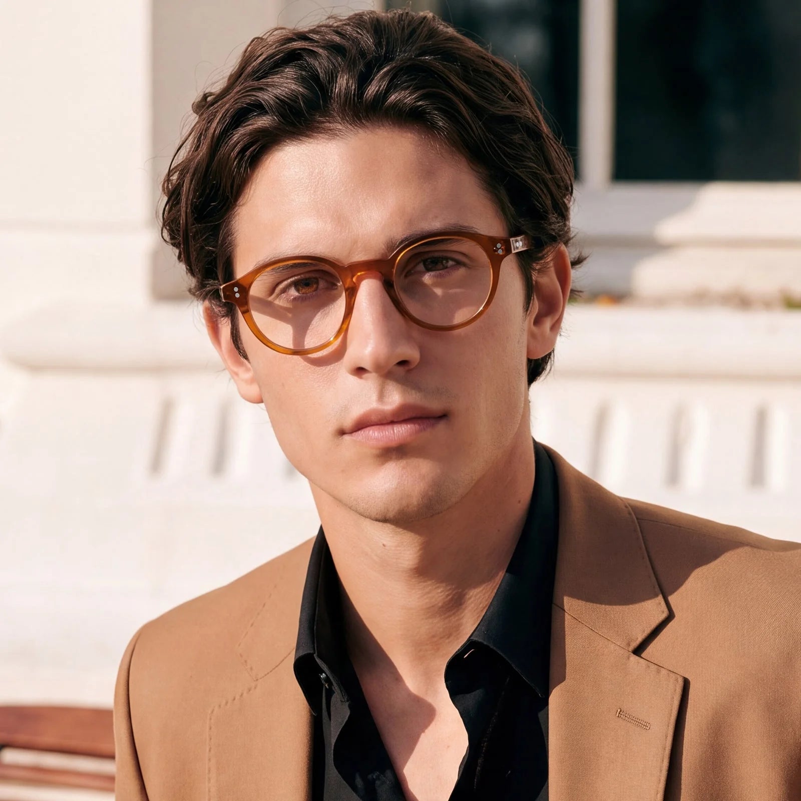 IGIOO Primrose CA5403-FC03 Orange Acetate Round Prescription Glasses Eyeglasses for Unisex, Portrait View