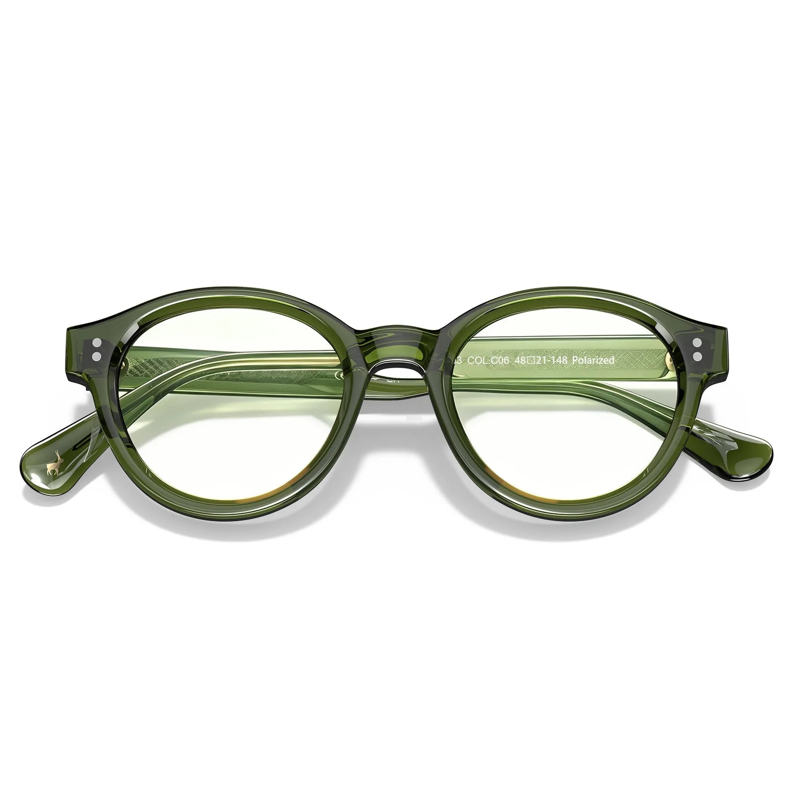 IGIOO Primrose CA5403-FC06 Green Acetate Round Prescription Glasses Eyeglasses for Unisex, Folded View