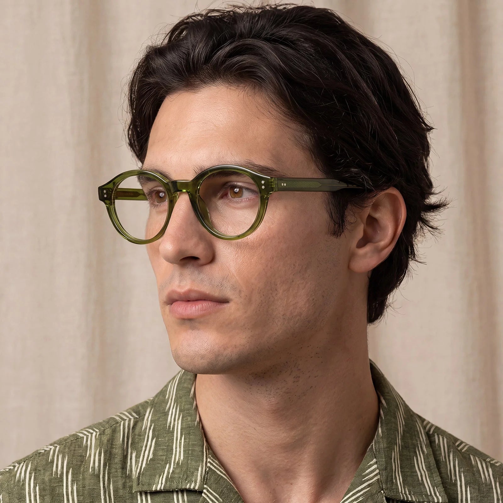 IGIOO Primrose CA5403-FC06 Green Acetate Round Prescription Glasses Eyeglasses for Unisex, Portrait View