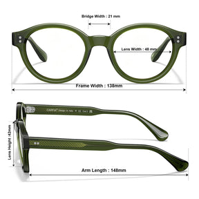 IGIOO Primrose CA5403-FC06 Green Acetate Round Prescription Glasses Eyeglasses for Unisex, Size Chart