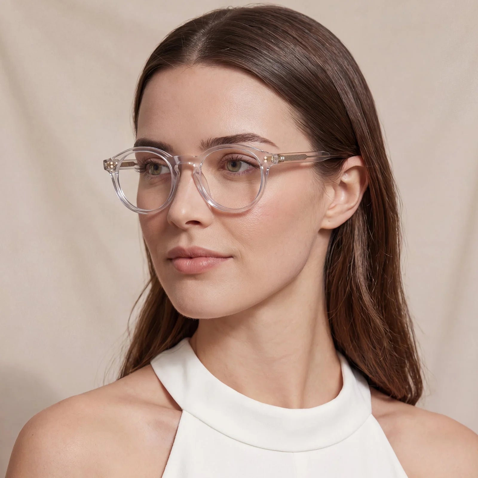 IGIOO Primrose CA5403-FC10 Clear Acetate Round Prescription Glasses Eyeglasses for Unisex, Portrait View