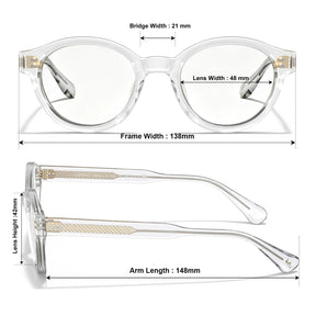 IGIOO Primrose CA5403-FC10 Clear Acetate Round Prescription Glasses Eyeglasses for Unisex, Size Chart