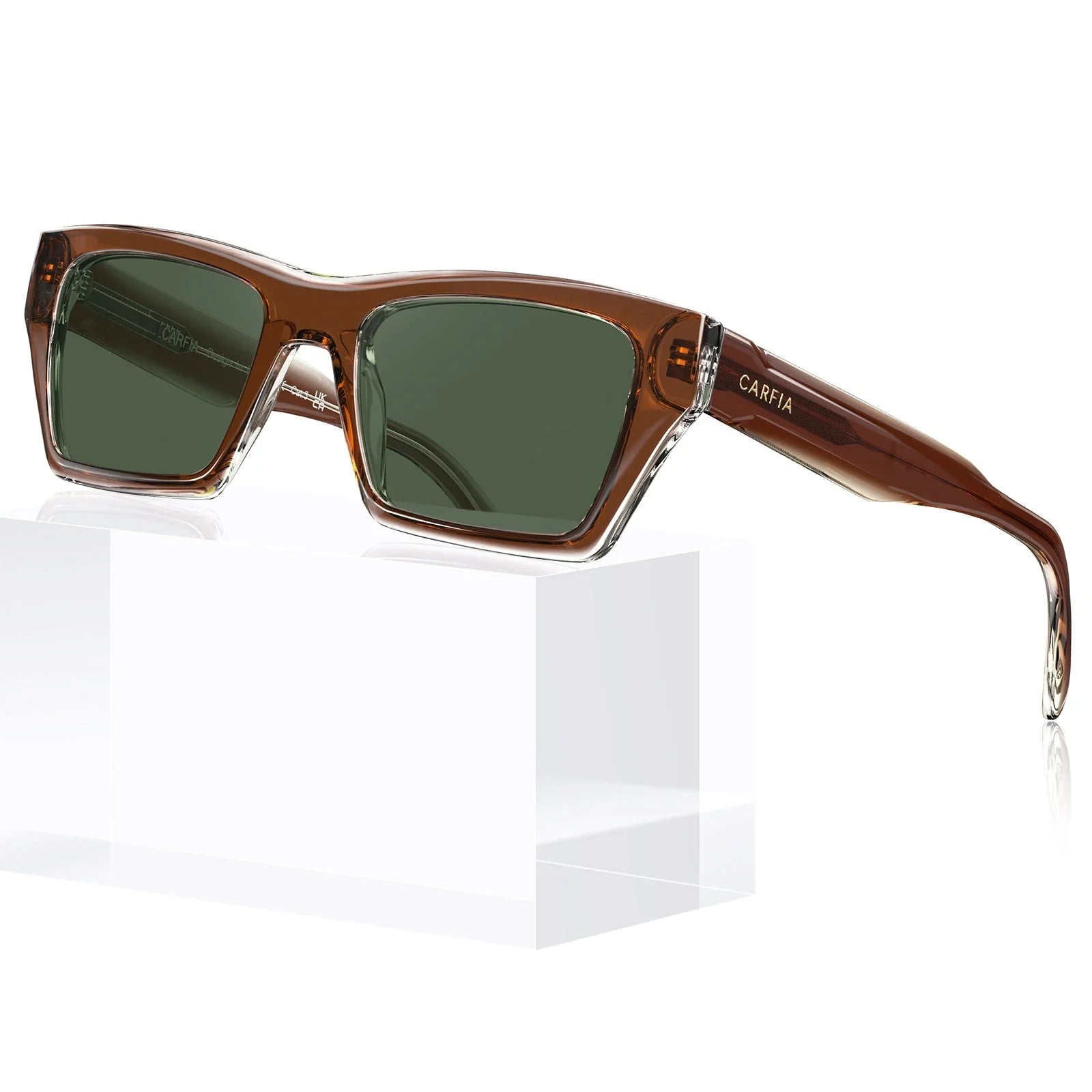 IGIOO Senda CA5408-C02 Brown Acetate Rectangle Polarized Prescription Sunglasses for Women, Angle View