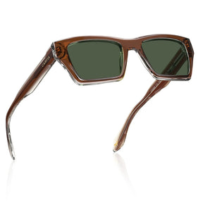IGIOO Senda CA5408-C02 Brown Acetate Rectangle Polarized Prescription Sunglasses for Women, Three-Quarter View