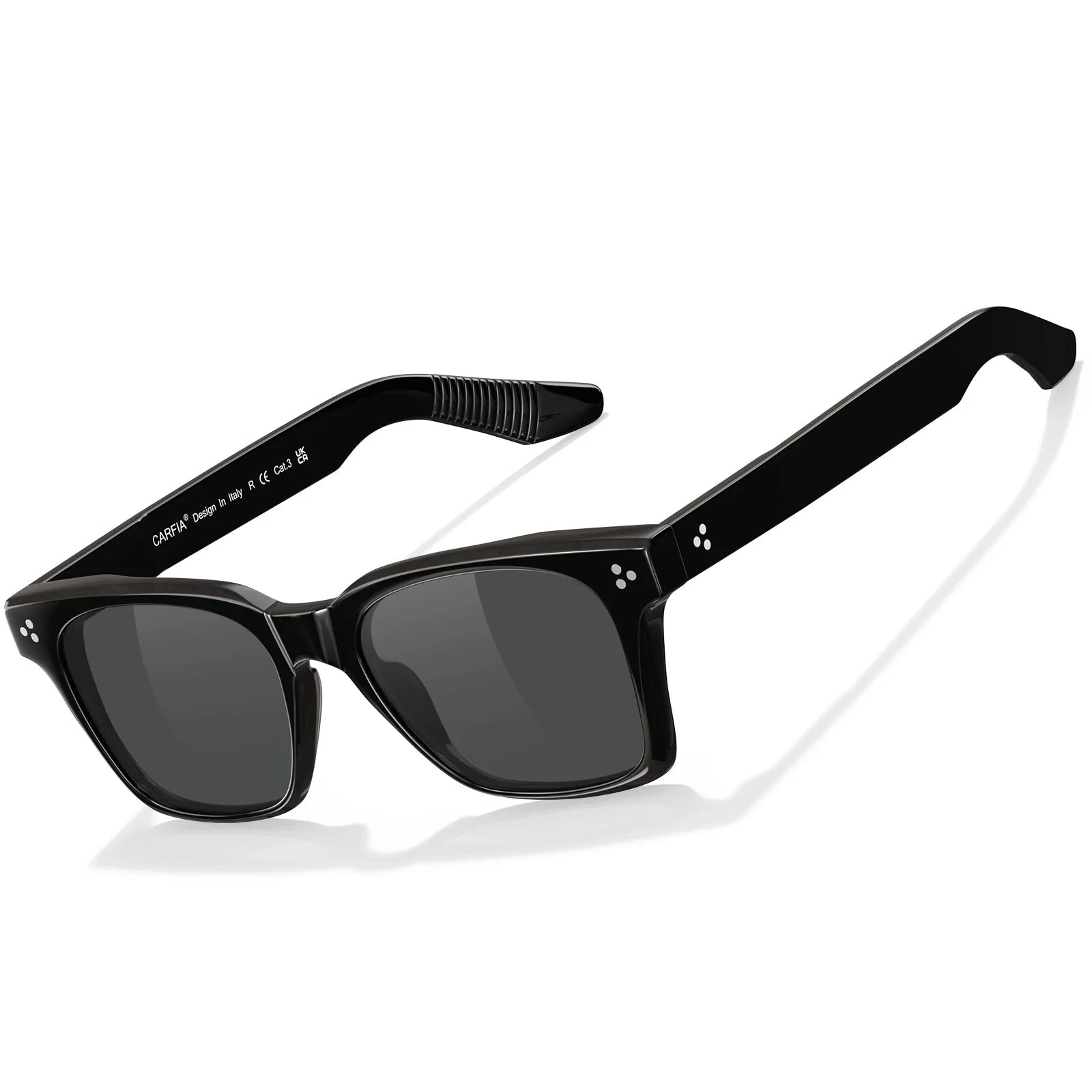 IGIOO Simba CA31109-C01 Black Acetate Square Polarized Sunglasses for Men, Three-Quarter View