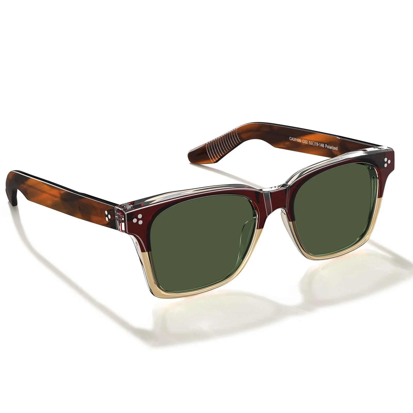 IGIOO Simba CA31109-C02 Wine Red Champagne Acetate Square Polarized Sunglasses for Men, Side View