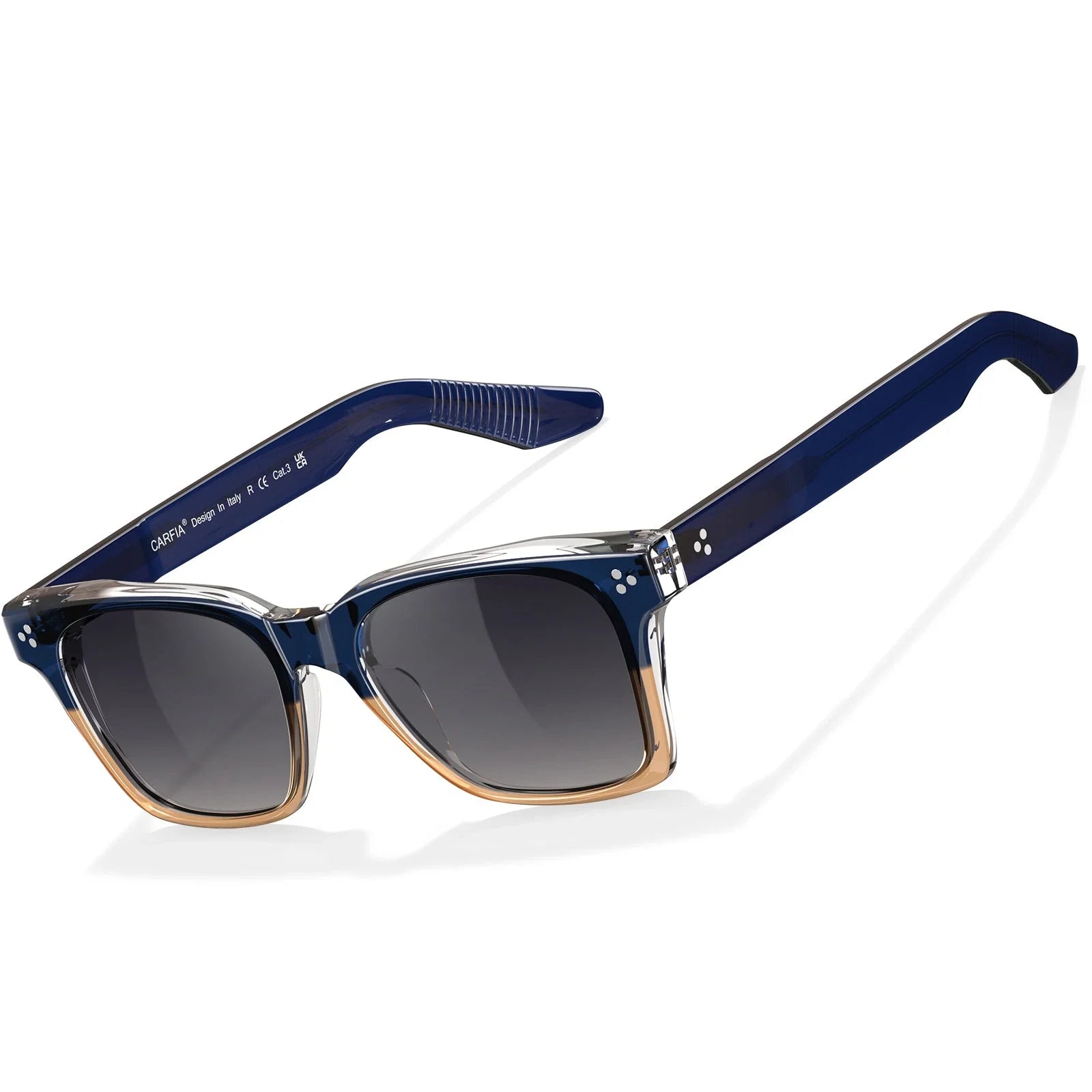 IGIOO Simba CA31109-C04 Navy Champagne Acetate Square Polarized Sunglasses for Men, Three-Quarter View