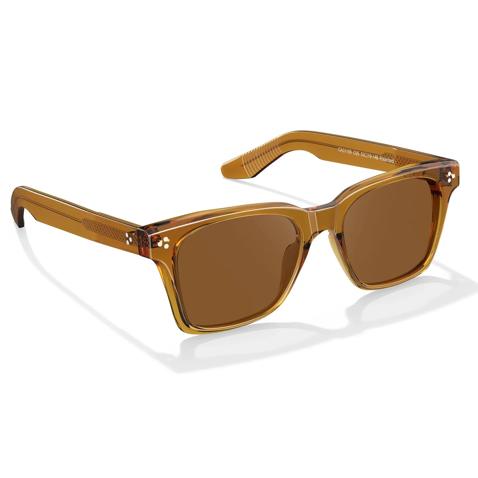 IGIOO Simba CA31109-C05 Amber Acetate Square Polarized Sunglasses for Men, Side View