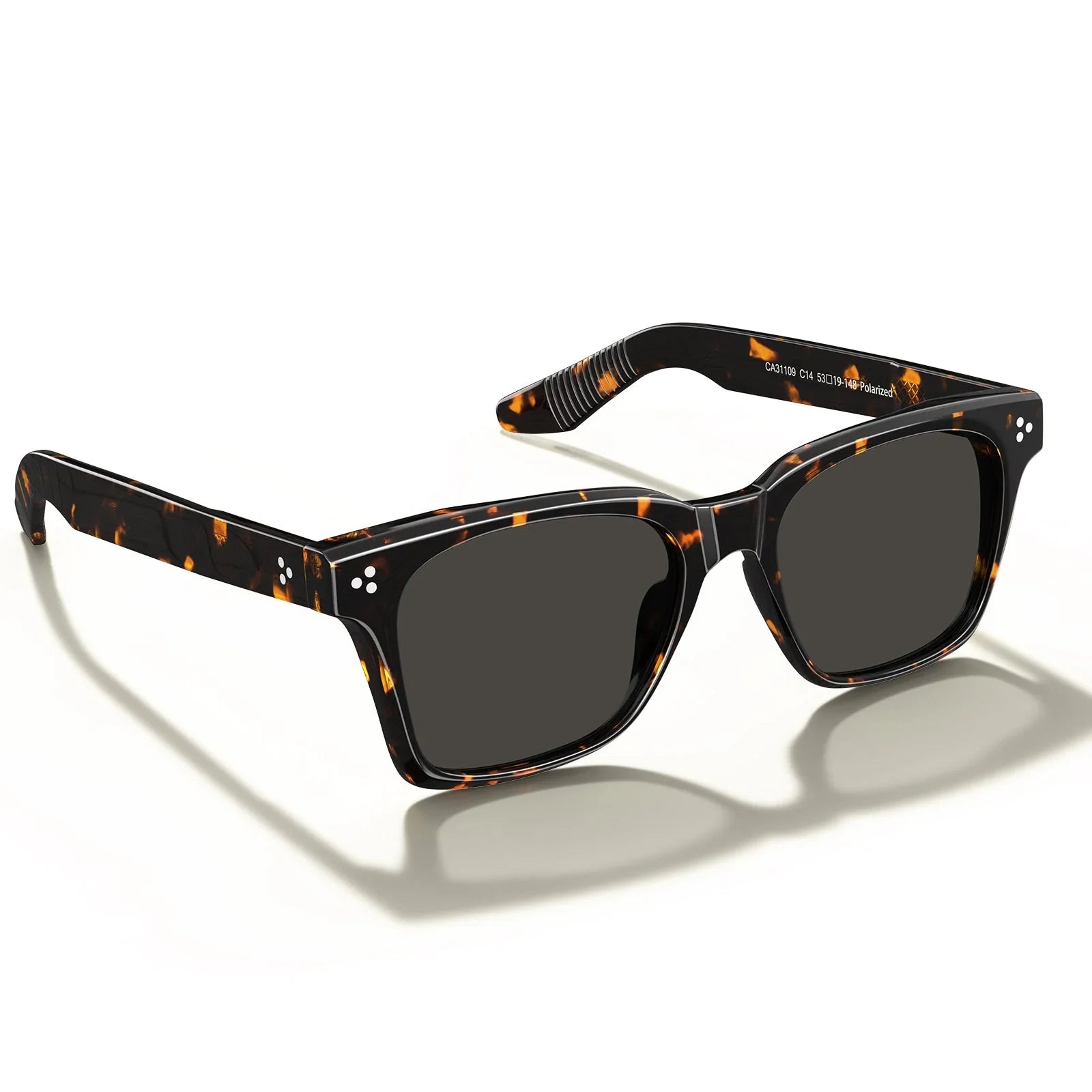IGIOO Simba CA31109-C14 Tortoise Acetate Square Polarized Sunglasses for Men, Side View