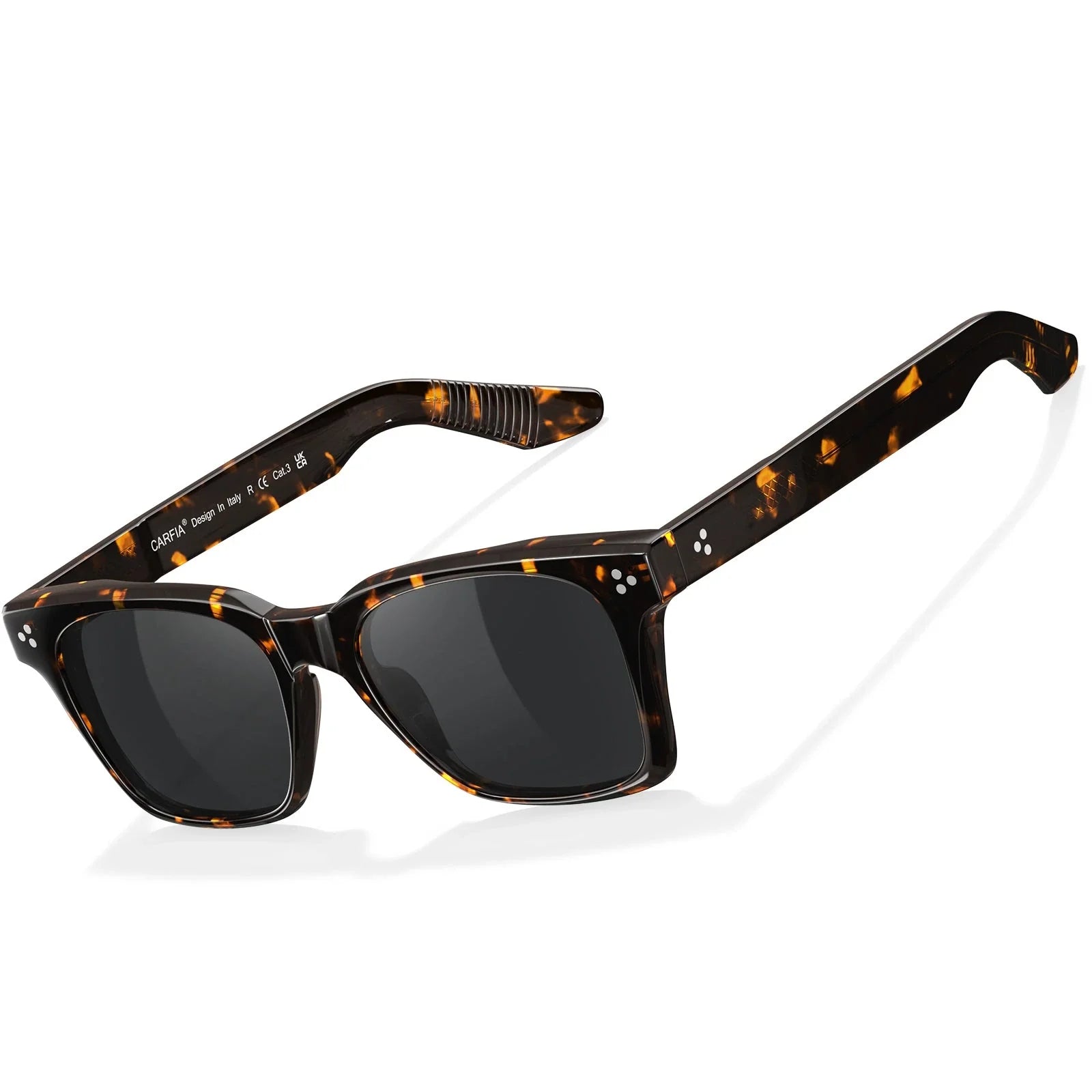 IGIOO Simba CA31109-C14 Tortoise Acetate Square Polarized Sunglasses for Men, Three-Quarter View