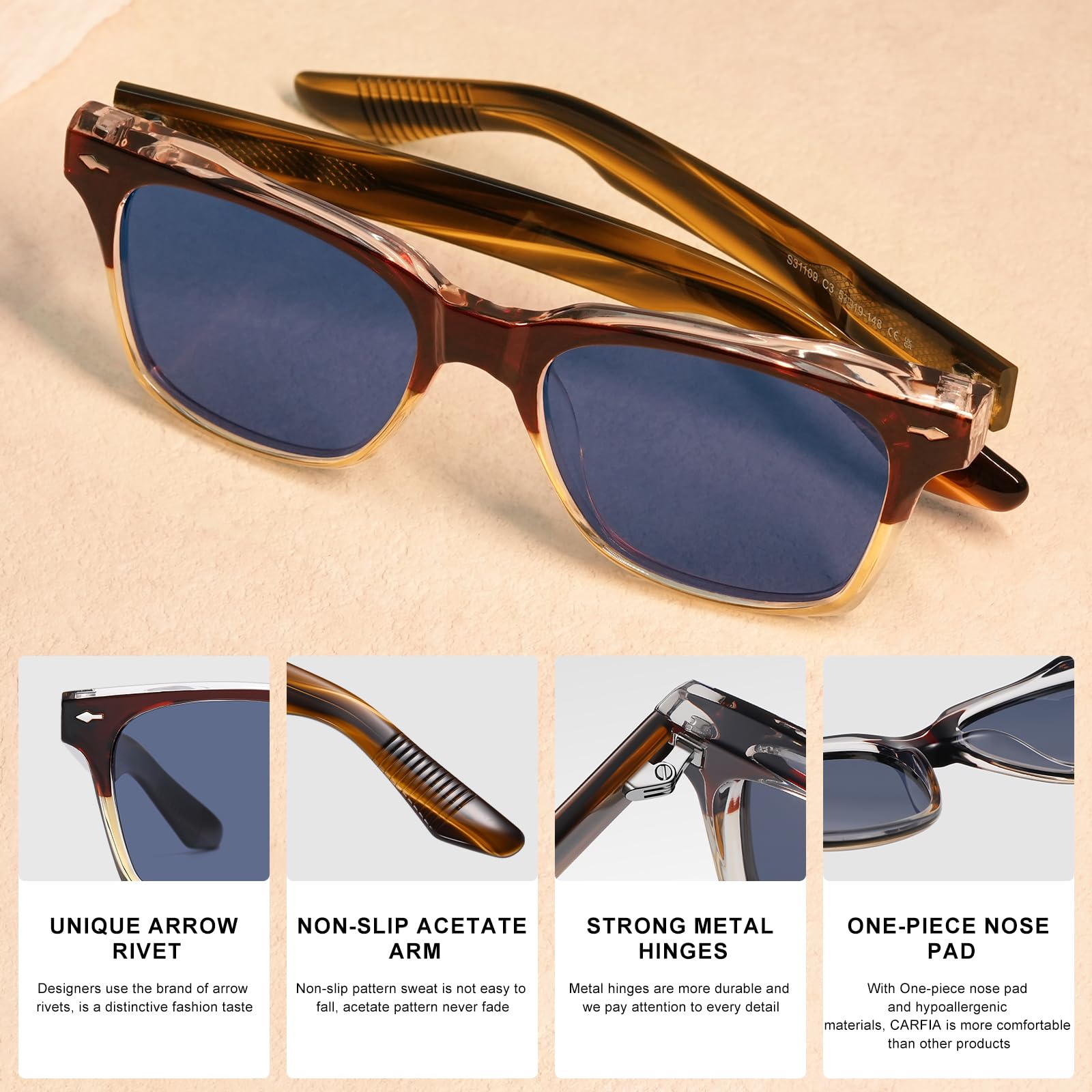 IGIOO-uv-protection-lightweight-tr-square-brown-gold-frame-polarized-sunglasses-detail
