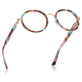 IGIOO Women's Round Prescription Eyeglasses Colorful Tortoiseshell Acetate Frames fly