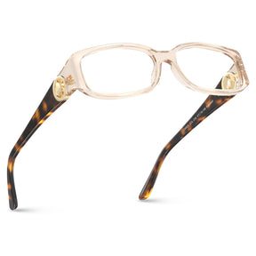 IGIOO Crystal Clear Acetate Eyeglasses Transparent Frame with Tortoiseshell Deer Logo Temple angle
