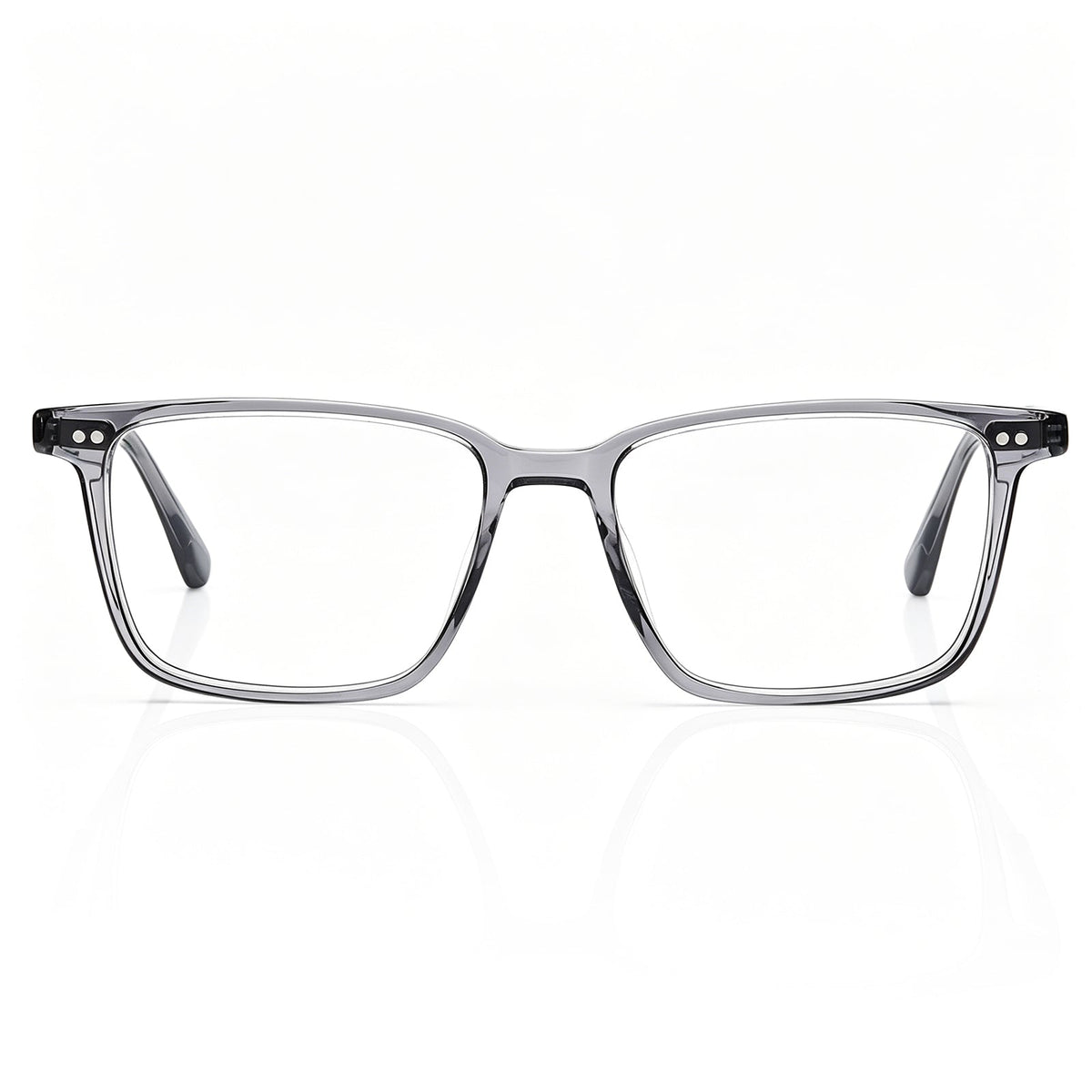 IGIOO Martia transparent grey square eyeglasses – lightweight acetate full-rim frame, front view