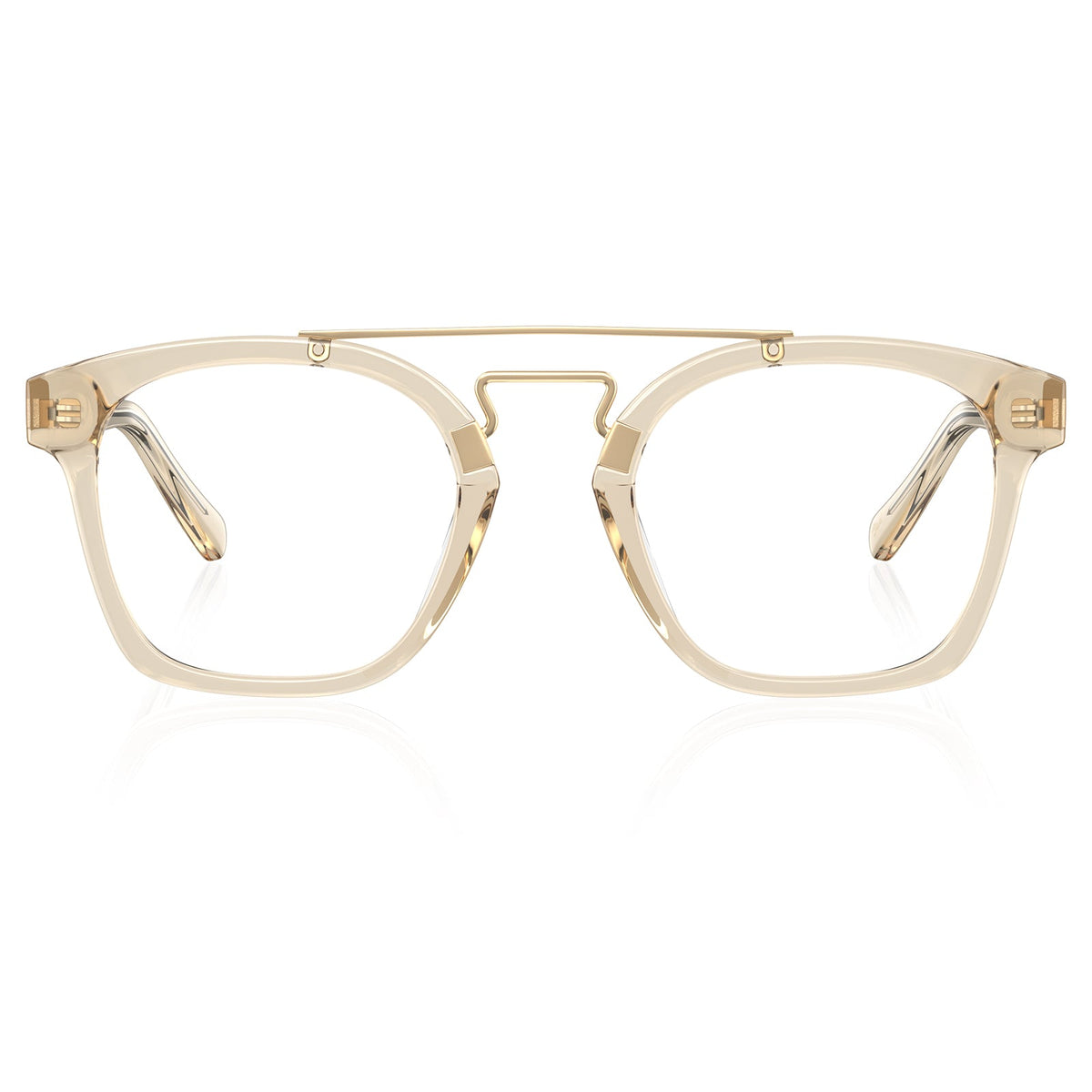 IGIOO Queen clear gold Acetate Eyeglasses Double Bridge Women's Frames Front