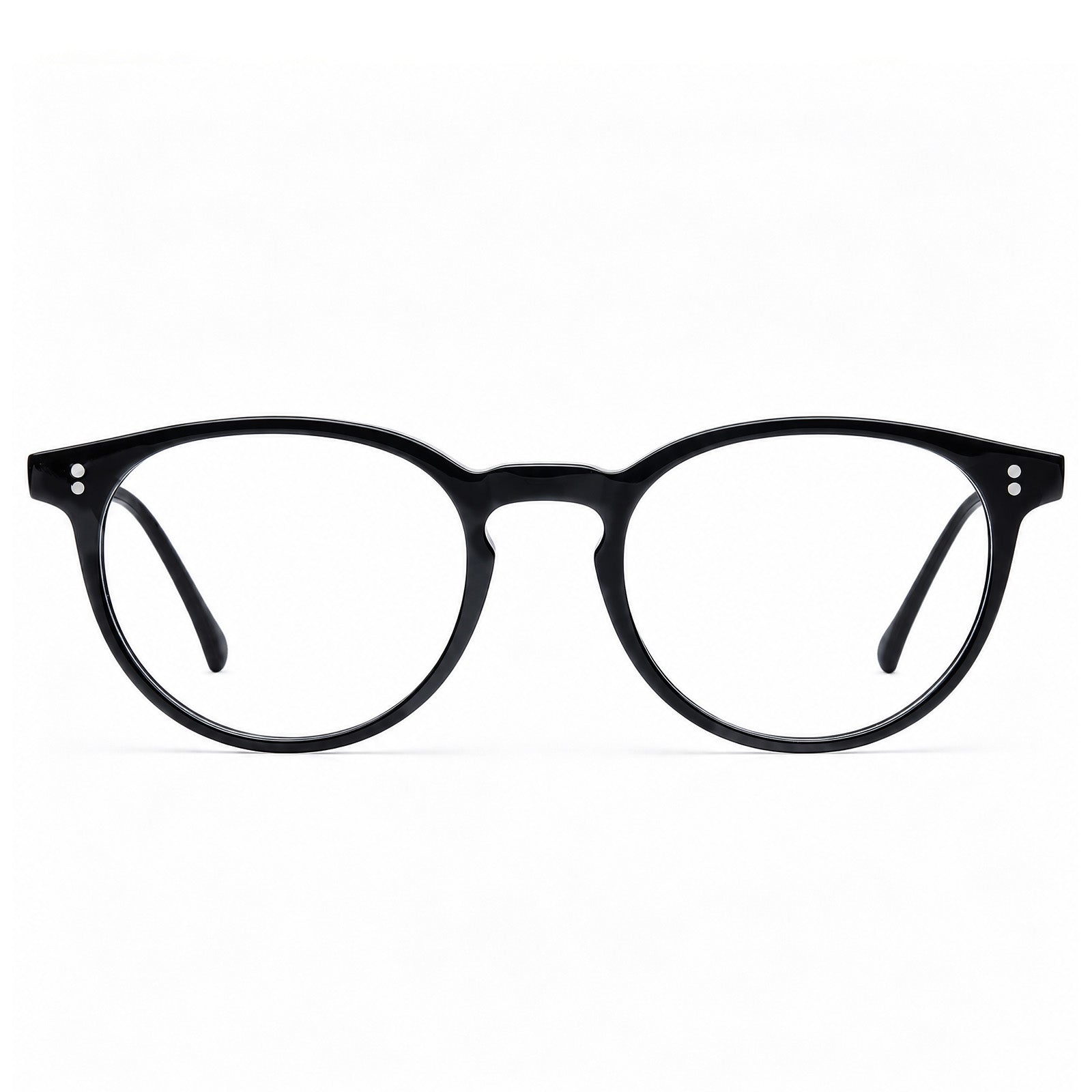 IGIOO Vinyl FC01 Black Round Acetate Eyeglasses handmade eyewear front