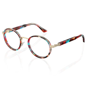 IGIOO Women's Round Prescription Eyeglasses Colorful Tortoiseshell Acetate Frames angle