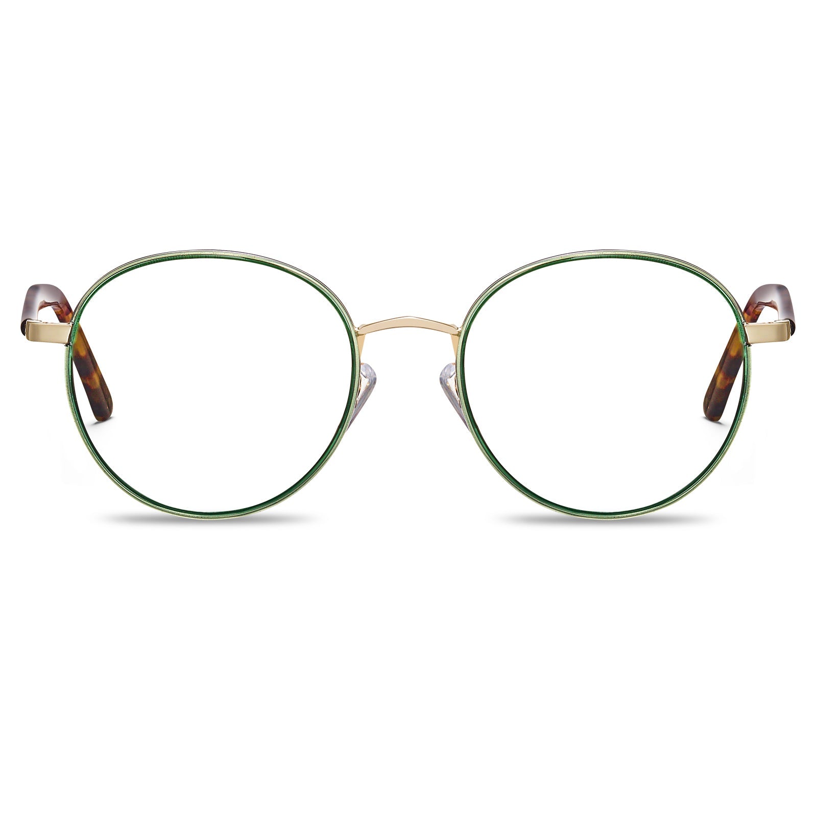 lightweight-round-green-metal-eyeglasses-tortoiseshell-temples-front