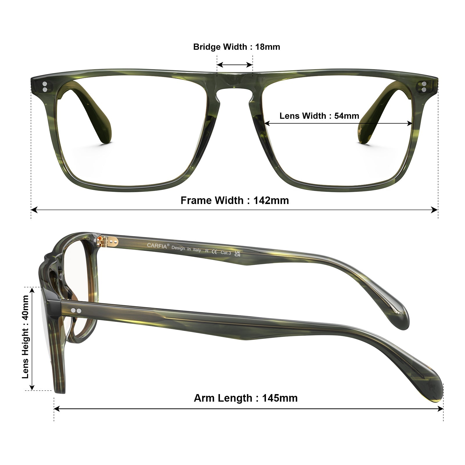 men-new-classic-acetate-frame-green-and-black-eyeglasses-size