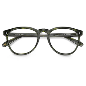 Round green tortoise eyeglasses Orlanda CA2307-FL03 worn lifestyle image Italian handmade prescription frames