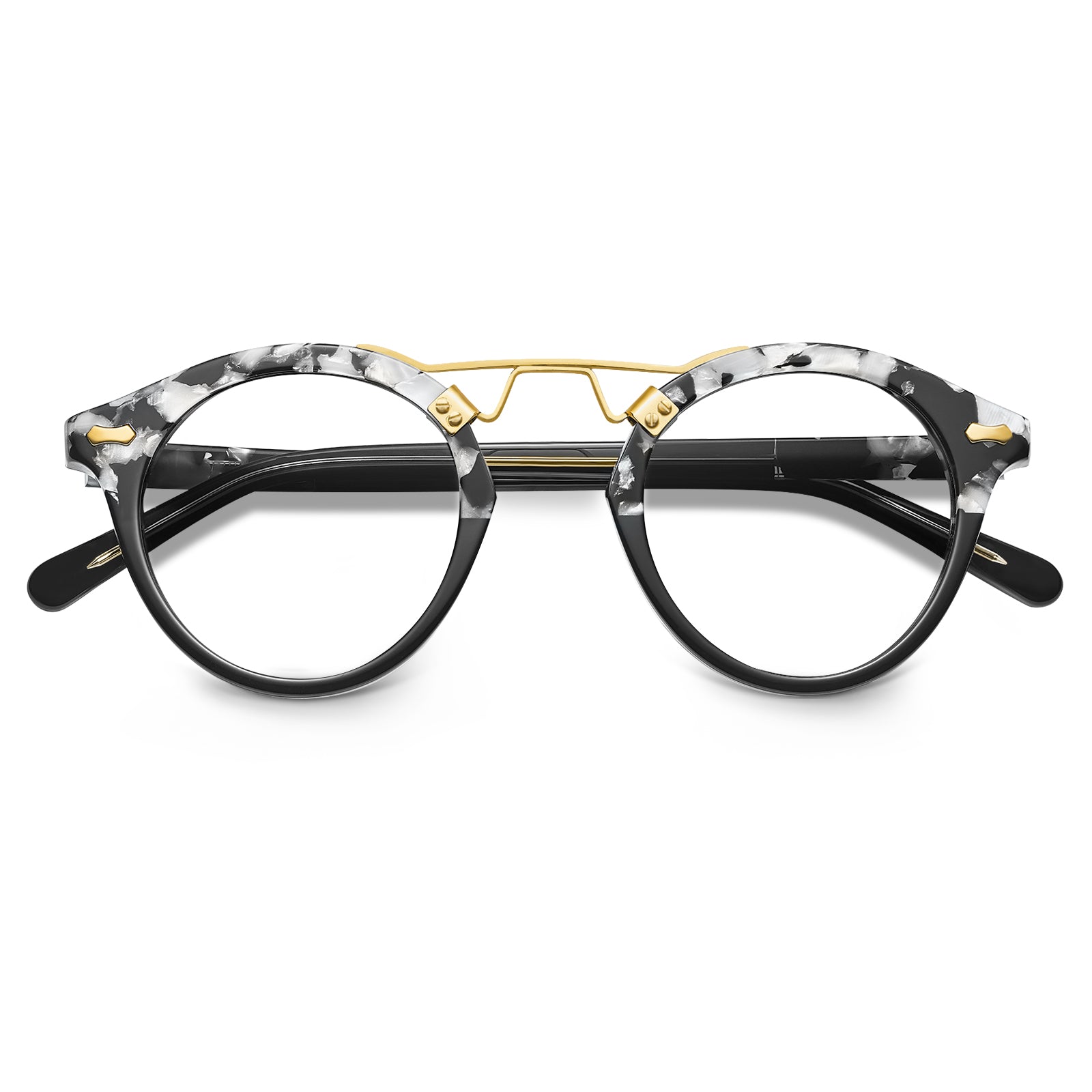 tortoise-acetate-eyeglasses-black-and-white-round-full-rim-frame-everyday-use-eyewear-flod