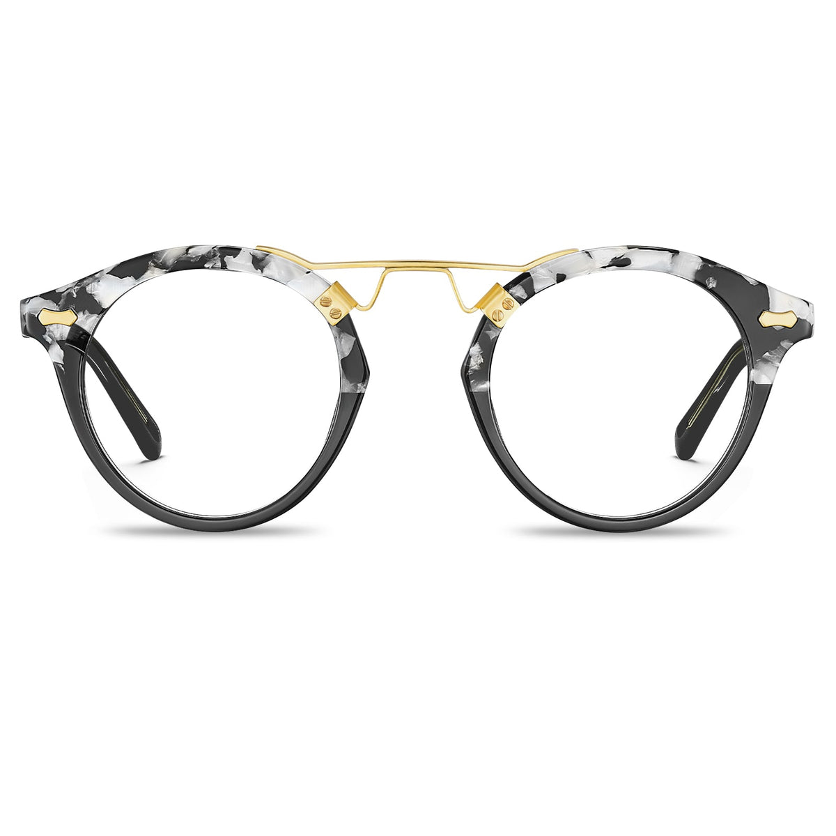 tortoise-acetate-eyeglasses-black-and-white-round-full-rim-frame-everyday-use-eyewear-front