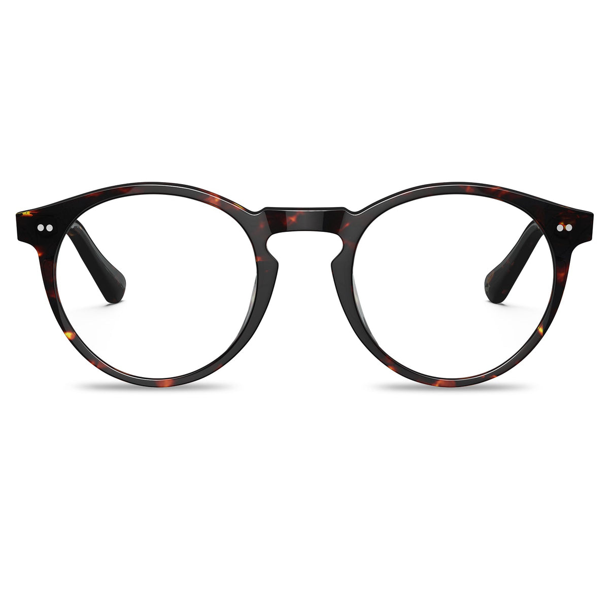 IGIOO-tortoise-acetate-round-frame-eyeglasses-classic-and-distinct-two-silver-rivets-eyewear-front