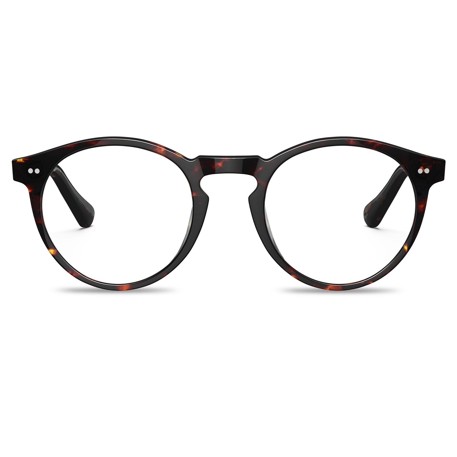 IGIOO-tortoise-acetate-round-frame-eyeglasses-classic-and-distinct-two-silver-rivets-eyewear-front