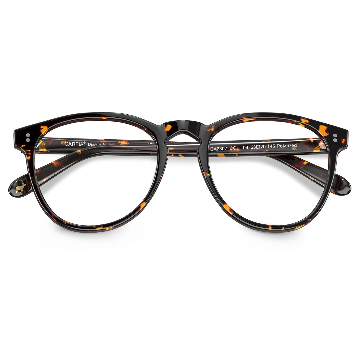 Unisex round prescription glasses in tortoise orange -flod