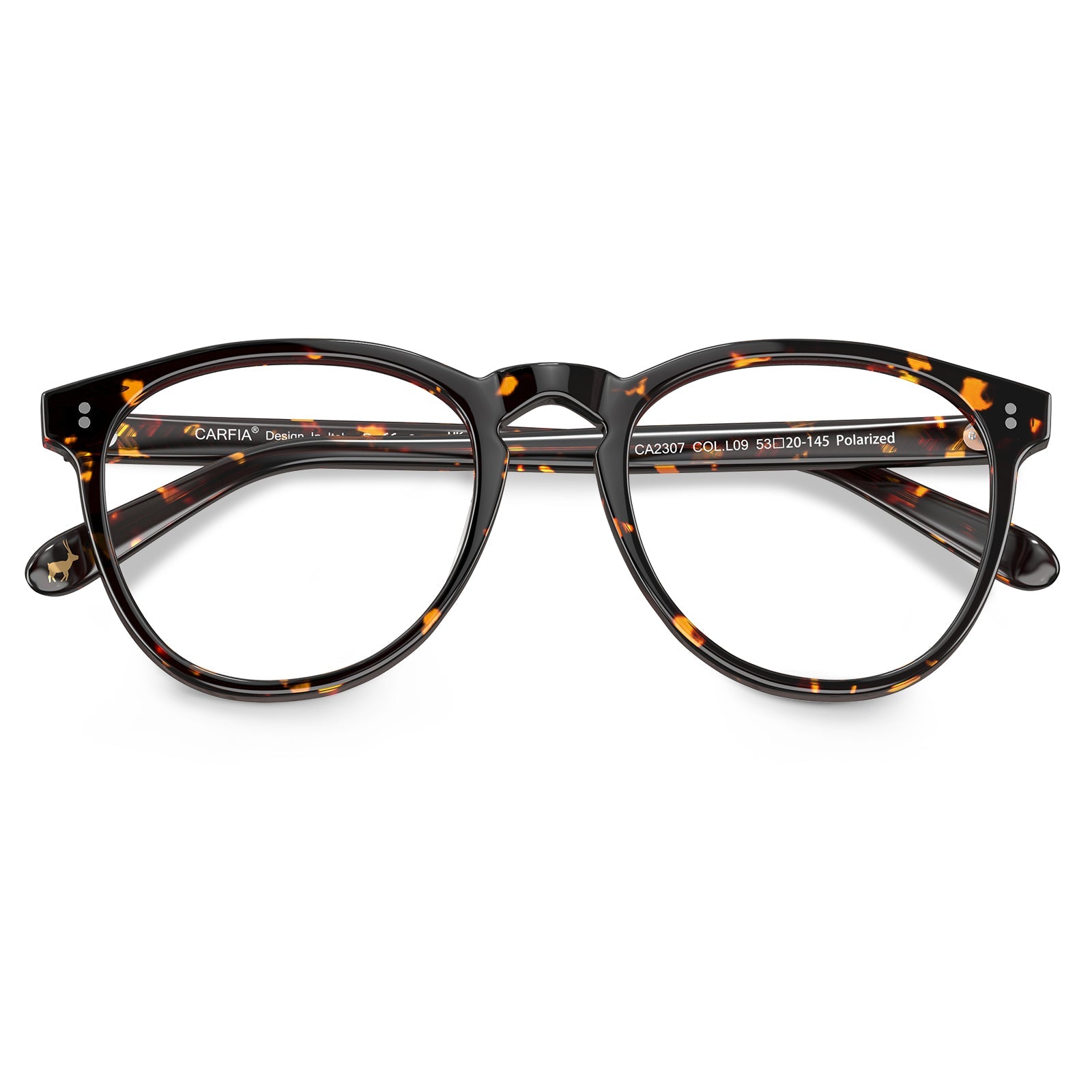 Unisex round prescription glasses in tortoise orange -flod
