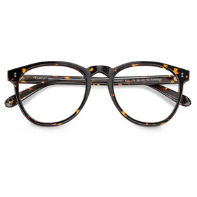 Unisex round prescription glasses in tortoise orange -flod